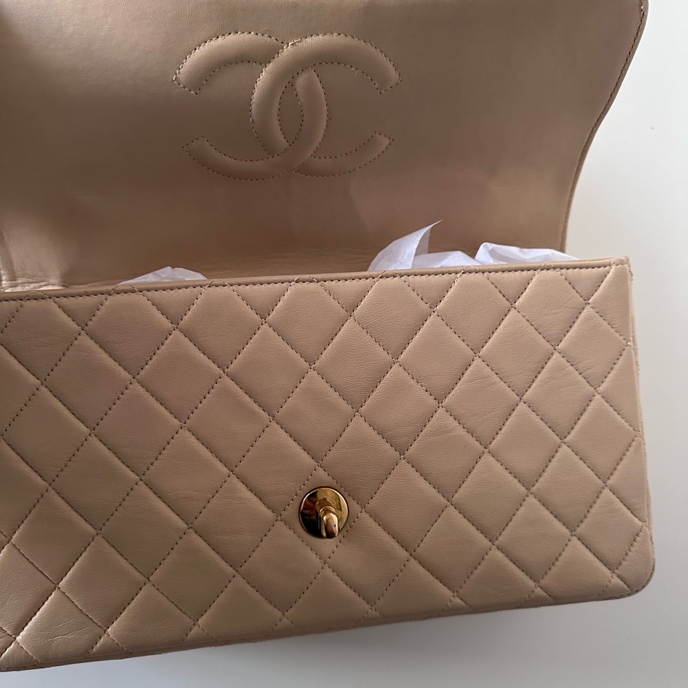 RARE CHANEL Vintage KELLY Beige Top Handle flap Quilted bag - Picture 11 of 15